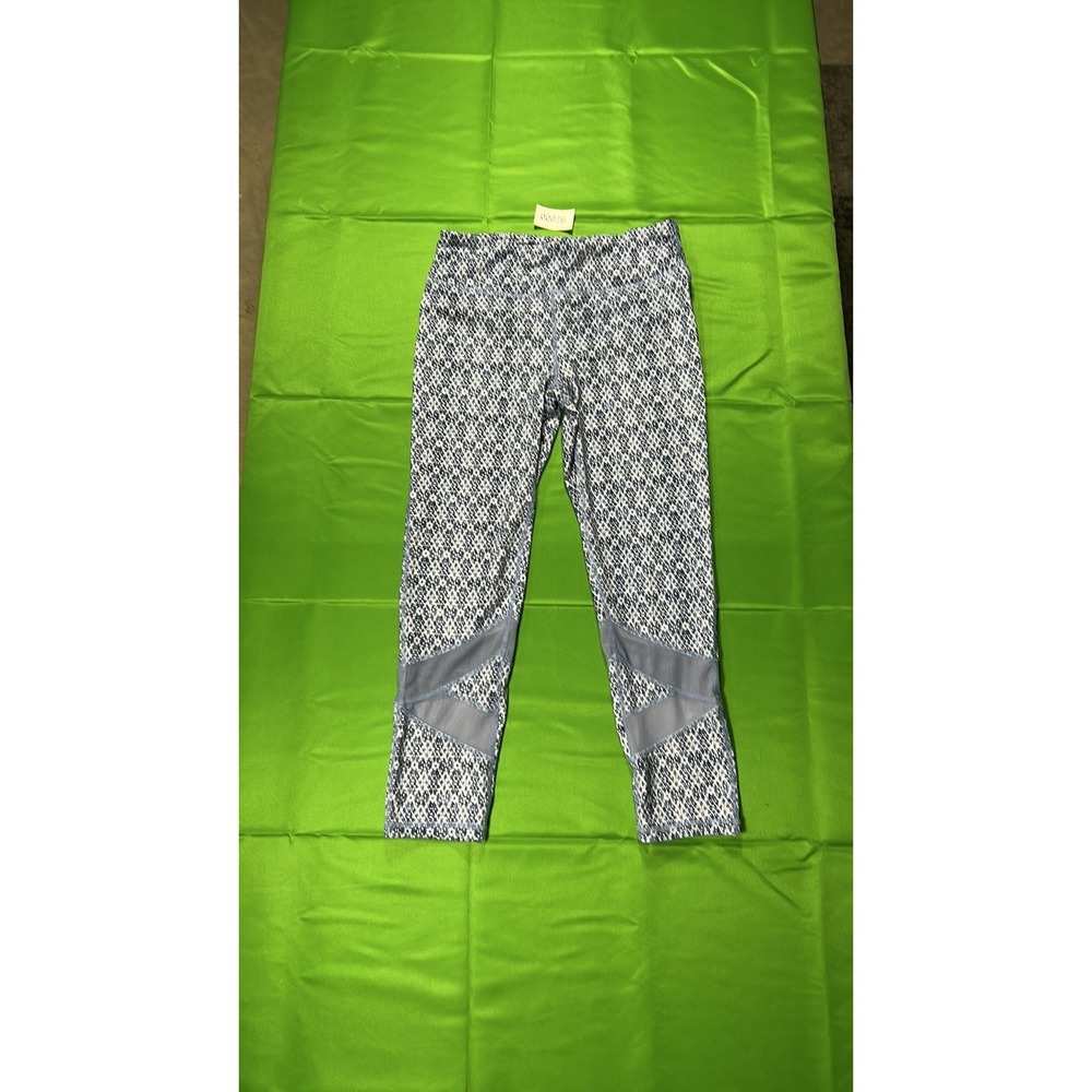 Gaiam Blue Printed Capri Yoga Leggings with Mesh Inserts Size S